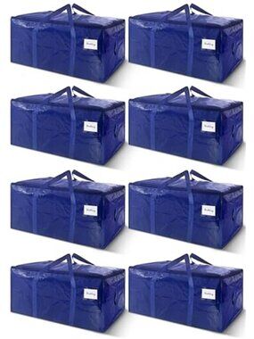 8 Pack Extra Heavy Duty Large Moving Bags with Strong Zipper & Carrying Handles